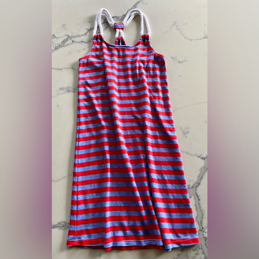CLASSIC PREP CHILDRENSWEAR | Red and Preiwinkle striped dress. Size 12.